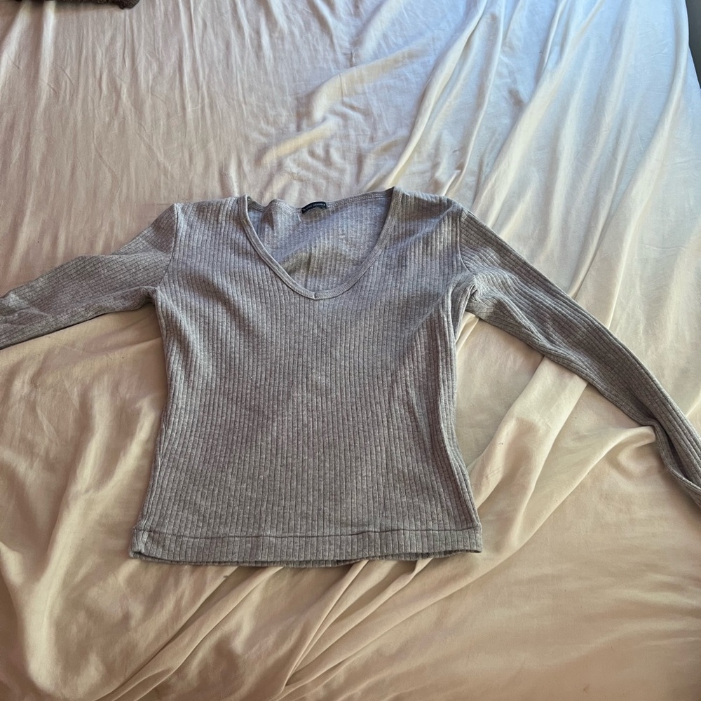 BRANDY MELVILLE Essential Gray Ribbed Top
